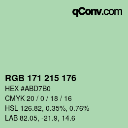 カラーコード: RGB 171 215 176 | qconv.com