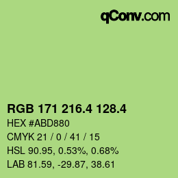カラーコード: RGB 171 216.4 128.4 | qconv.com