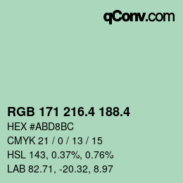 カラーコード: RGB 171 216.4 188.4 | qconv.com