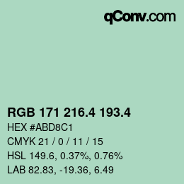 カラーコード: RGB 171 216.4 193.4 | qconv.com