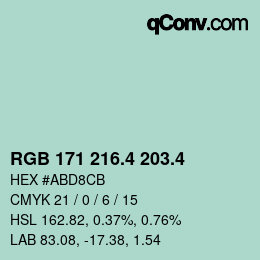 カラーコード: RGB 171 216.4 203.4 | qconv.com