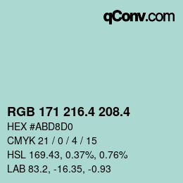 カラーコード: RGB 171 216.4 208.4 | qconv.com