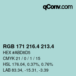 カラーコード: RGB 171 216.4 213.4 | qconv.com