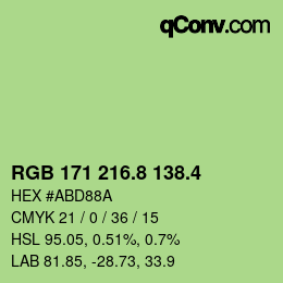 カラーコード: RGB 171 216.8 138.4 | qconv.com