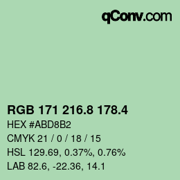 カラーコード: RGB 171 216.8 178.4 | qconv.com