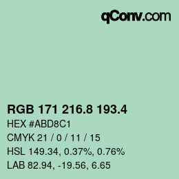 カラーコード: RGB 171 216.8 193.4 | qconv.com