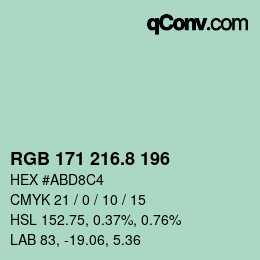 カラーコード: RGB 171 216.8 196 | qconv.com