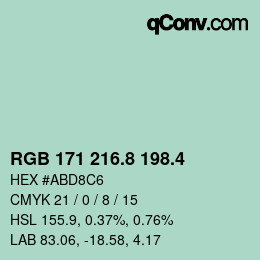 カラーコード: RGB 171 216.8 198.4 | qconv.com