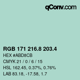 カラーコード: RGB 171 216.8 203.4 | qconv.com