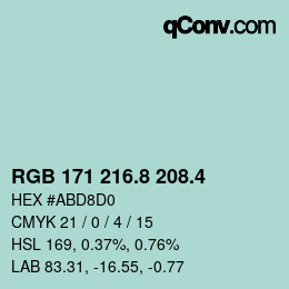 カラーコード: RGB 171 216.8 208.4 | qconv.com