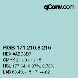 Color code: RGB 171 216.8 215 | qconv.com