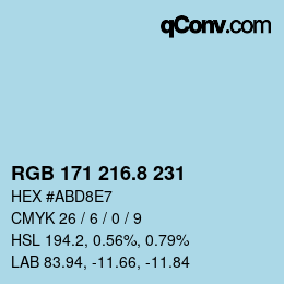 Color code: RGB 171 216.8 231 | qconv.com