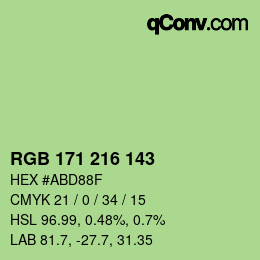 カラーコード: RGB 171 216 143 | qconv.com