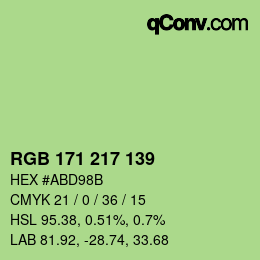Color code: RGB 171 217 139 | qconv.com