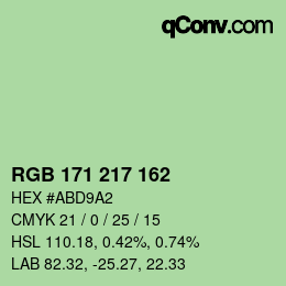 Color code: RGB 171 217 162 | qconv.com