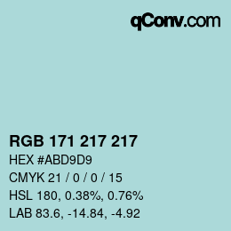 Color code: RGB 171 217 217 | qconv.com