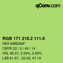 カラーコード: RGB 171 218.2 111.6 | qconv.com