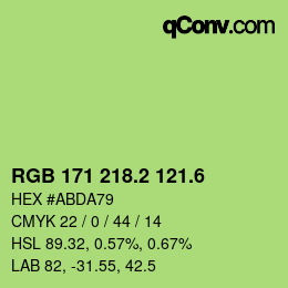 カラーコード: RGB 171 218.2 121.6 | qconv.com