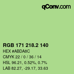 カラーコード: RGB 171 218.2 140 | qconv.com