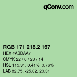 カラーコード: RGB 171 218.2 167 | qconv.com