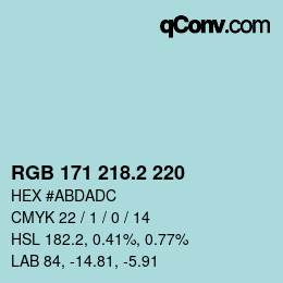 カラーコード: RGB 171 218.2 220 | qconv.com