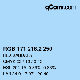 カラーコード: RGB 171 218.2 250 | qconv.com