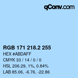 カラーコード: RGB 171 218.2 255 | qconv.com