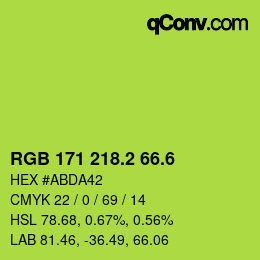 カラーコード: RGB 171 218.2 66.6 | qconv.com