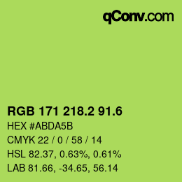 カラーコード: RGB 171 218.2 91.6 | qconv.com