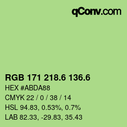 カラーコード: RGB 171 218.6 136.6 | qconv.com