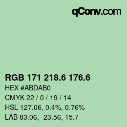カラーコード: RGB 171 218.6 176.6 | qconv.com