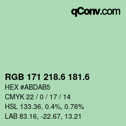 カラーコード: RGB 171 218.6 181.6 | qconv.com