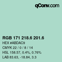 カラーコード: RGB 171 218.6 201.6 | qconv.com