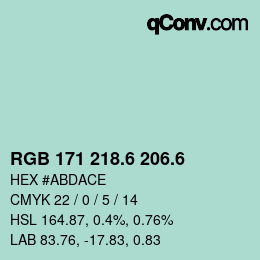 カラーコード: RGB 171 218.6 206.6 | qconv.com