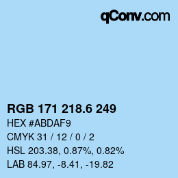 カラーコード: RGB 171 218.6 249 | qconv.com
