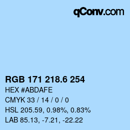 カラーコード: RGB 171 218.6 254 | qconv.com