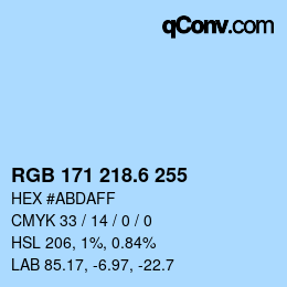 カラーコード: RGB 171 218.6 255 | qconv.com