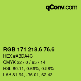 カラーコード: RGB 171 218.6 76.6 | qconv.com