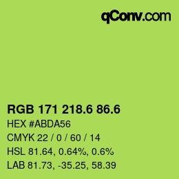 カラーコード: RGB 171 218.6 86.6 | qconv.com