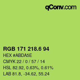 カラーコード: RGB 171 218.6 94 | qconv.com