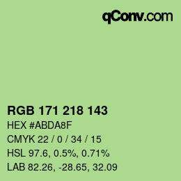 Color code: RGB 171 218 143 | qconv.com