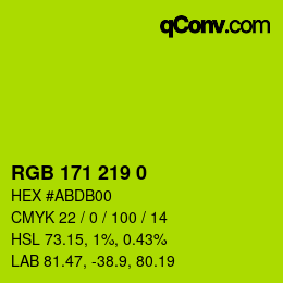 Color code: RGB 171 219 0 | qconv.com