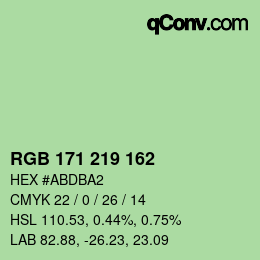 Color code: RGB 171 219 162 | qconv.com
