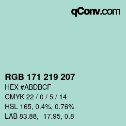 Código de color: RGB 171 219 207 | qconv.com