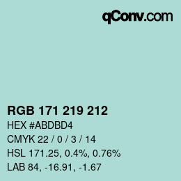 Código de color: RGB 171 219 212 | qconv.com