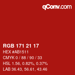 Color code: RGB 171 21 17 | qconv.com