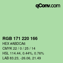 Color code: RGB 171 220 166 | qconv.com