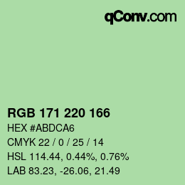 カラーコード: RGB 171 220 166 | qconv.com