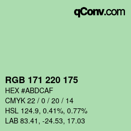 Color code: RGB 171 220 175 | qconv.com