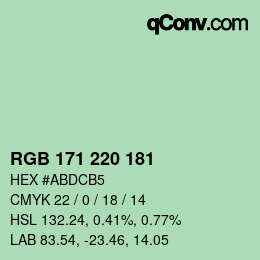 Color code: RGB 171 220 181 | qconv.com